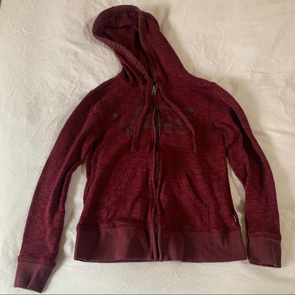 VANS burgundy hoodie with zipper- Shop Now